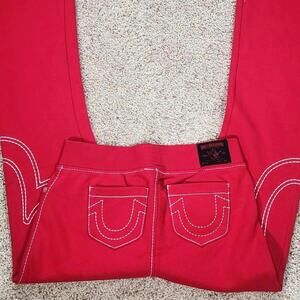 NEW True Religion Pull-On Flare Jeans Red Anniversary Medium